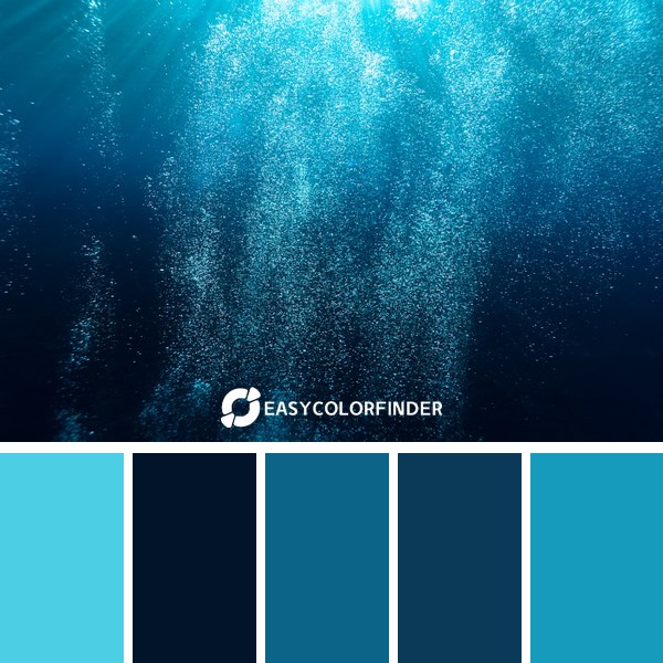Color Palette 861 | A flurry of air bubbles from scuba divers