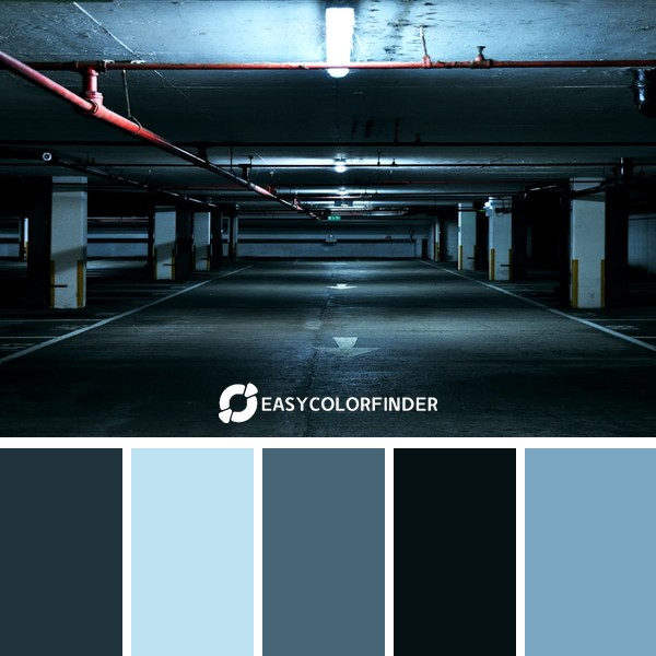 Dark industrial parking lot