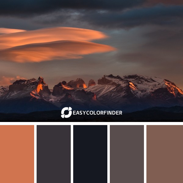 Color Palette 1277 | Lenticular sunrise - Torres del Paine, Chile