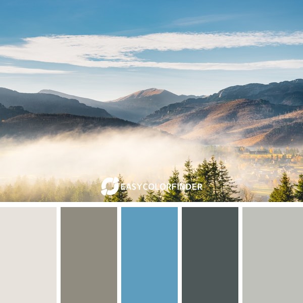 Color Palette 912 | Morning mist over mountain village