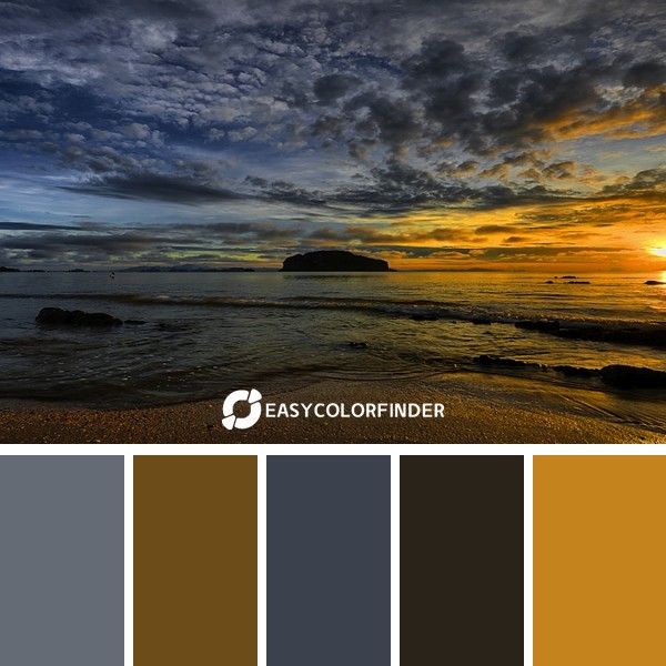 Richly colorsky over calm sea water