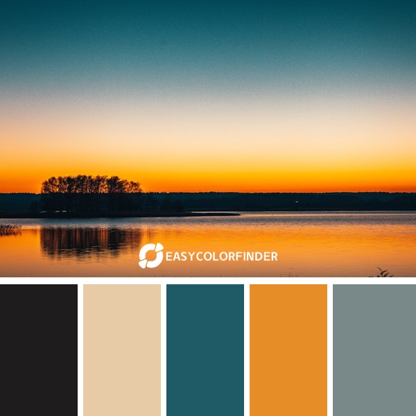 Sunset golden lake Latvia landscape