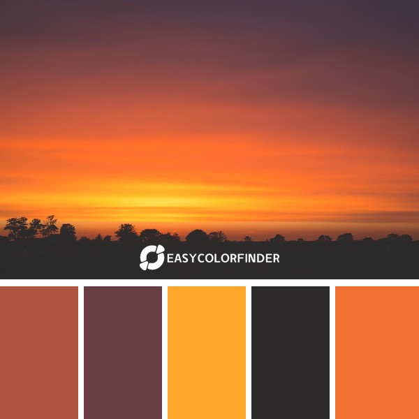 Tree silhouettes against orange sky