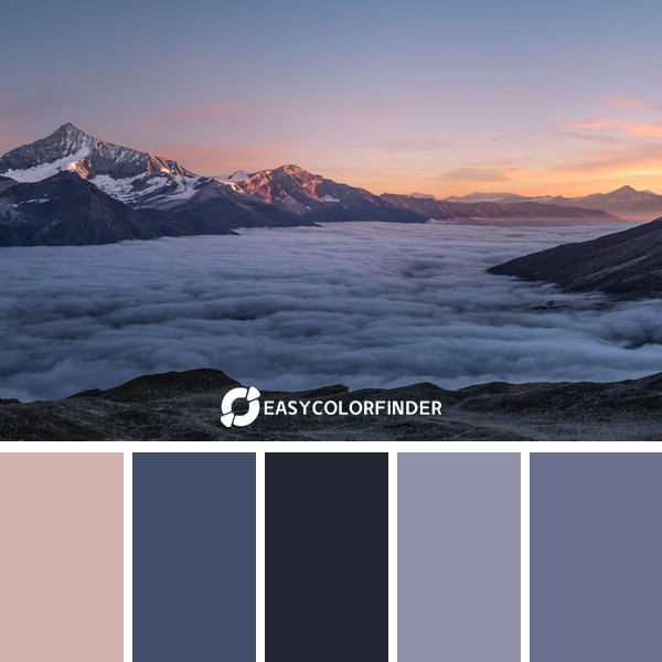 Color Palette 1159 | aerial photo of foggy mountains