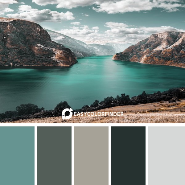 Color Palette 856 | body of water between brown mountains