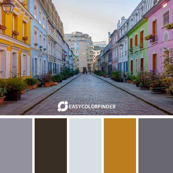 Color Palette 883 | gray concrete pathway between concrete buildings