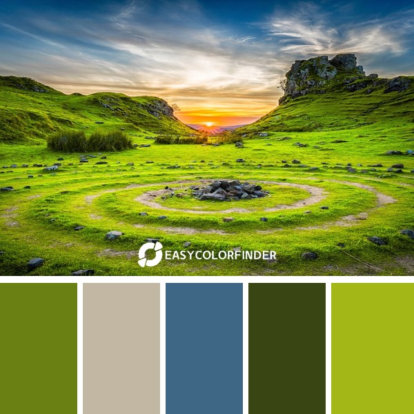 Color Palette 196 | Green Grass Field Sunset