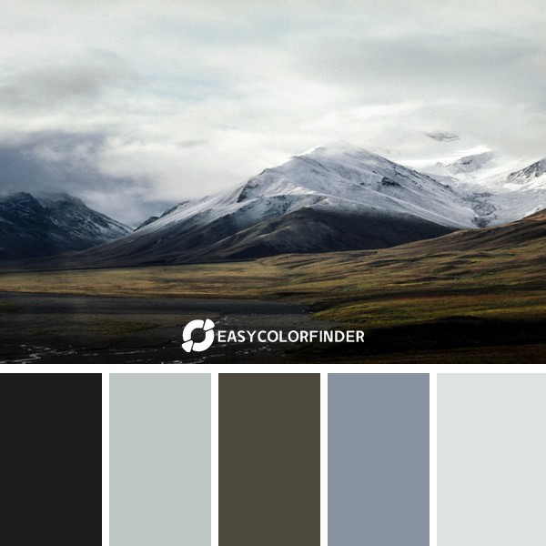 Color Palette 677 | snow-cappmountain under sky