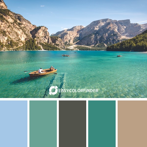 Color Palette 69 | Three Brown Wooden Boats on Blue Lake: Captivating